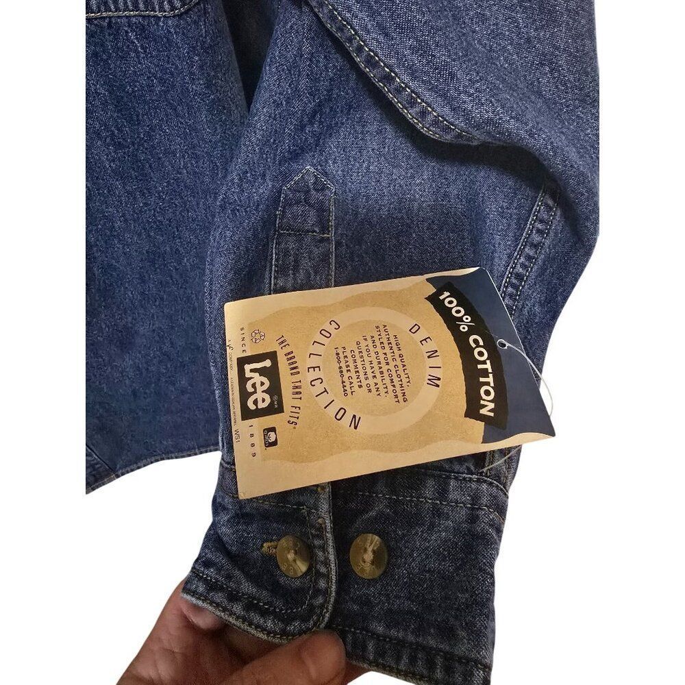 Lee Denim Collection Blue Button-Up With a Logo outdoor lumberjack western boho - Picture 4 of 6